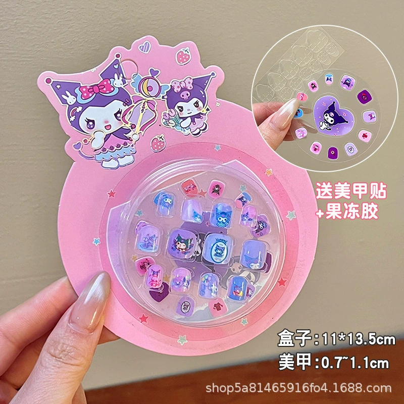 Sanrio, детские 3D-наклейки для ногтей, милые съемные мультяшные искусственные ногти