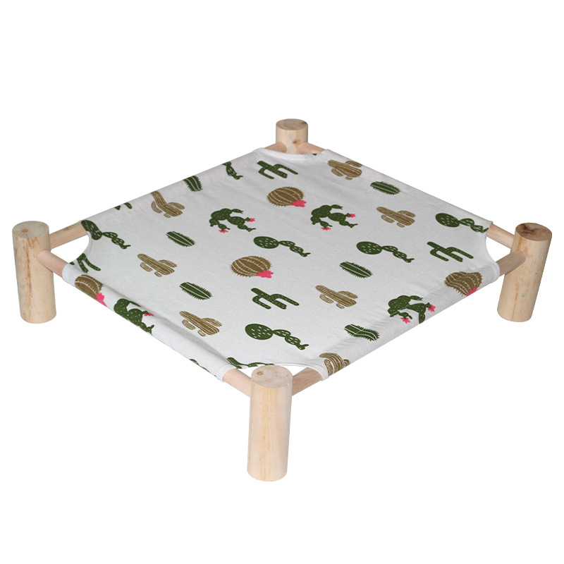 Cama Elevada de Madera para Mascotas, Desmontable y Lavable para Perros y Gatos