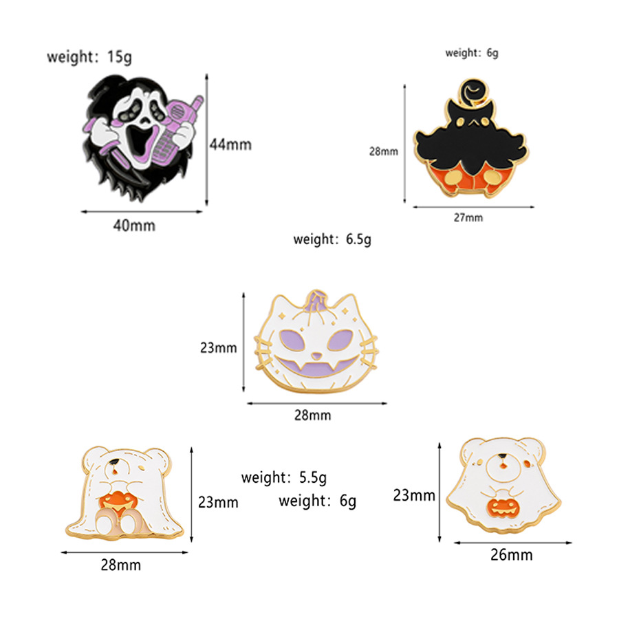 Cartoon Style Pumpkin Skull Ghost Alloy Plating Unisex Brooches display picture 1