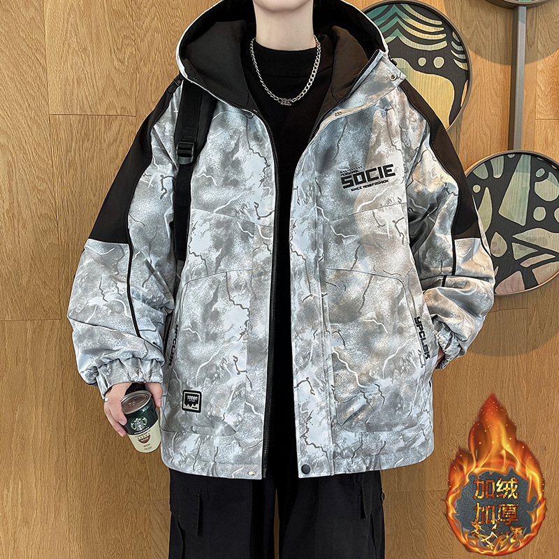 12男孩秋冬季加绒外套夹克13初中学生14大童棒球服15岁青少年棉衣