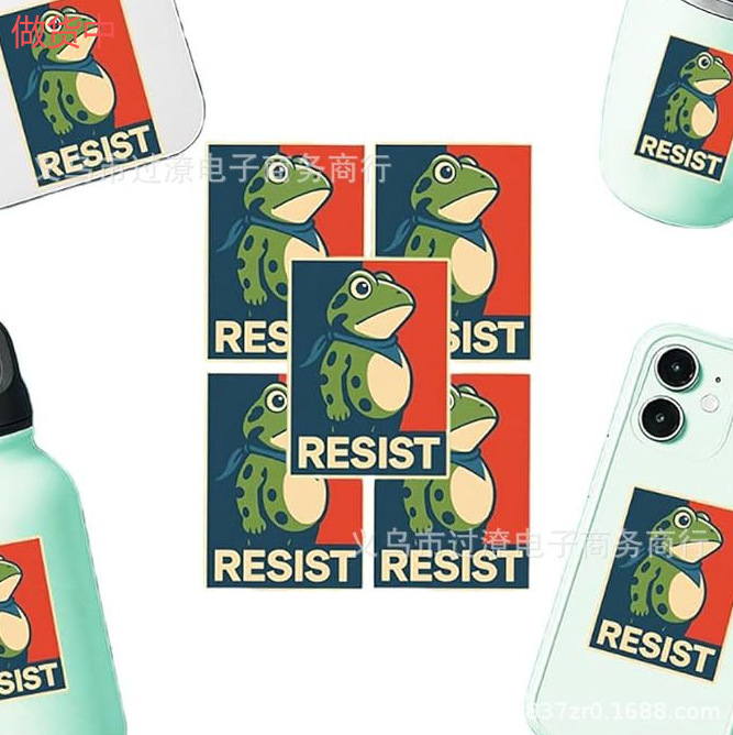 跨境新品 Portland Frog Protester Sticker波特兰青蛙抗议者贴纸