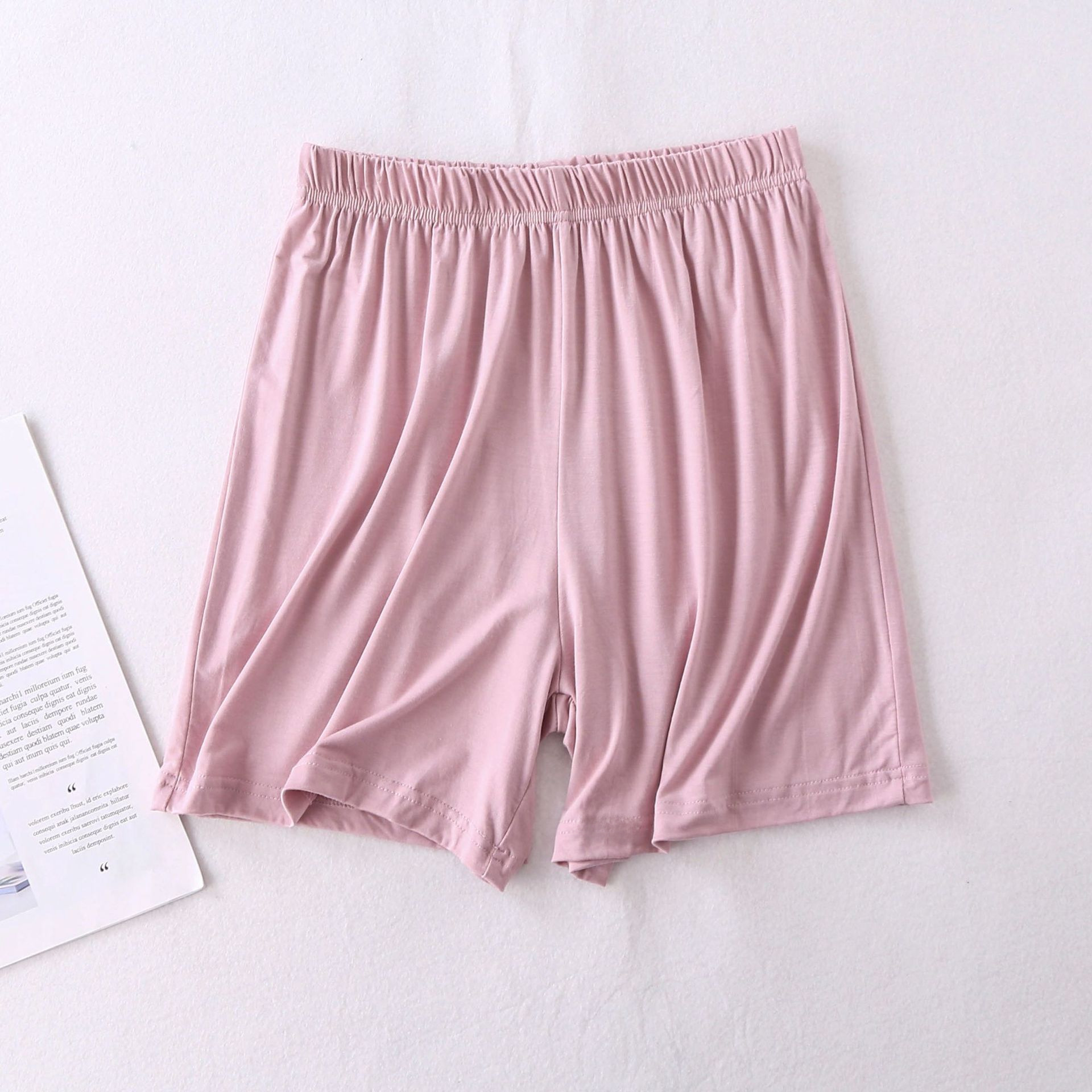 Set pigiama a maniche corte da donna in modal con cuscinetto per il petto, coppa a cinque dita, grandi dimensioni, senza reggiseno, pantaloncini larghi a mezze maniche, abbigliamento per la casa_voghion.com