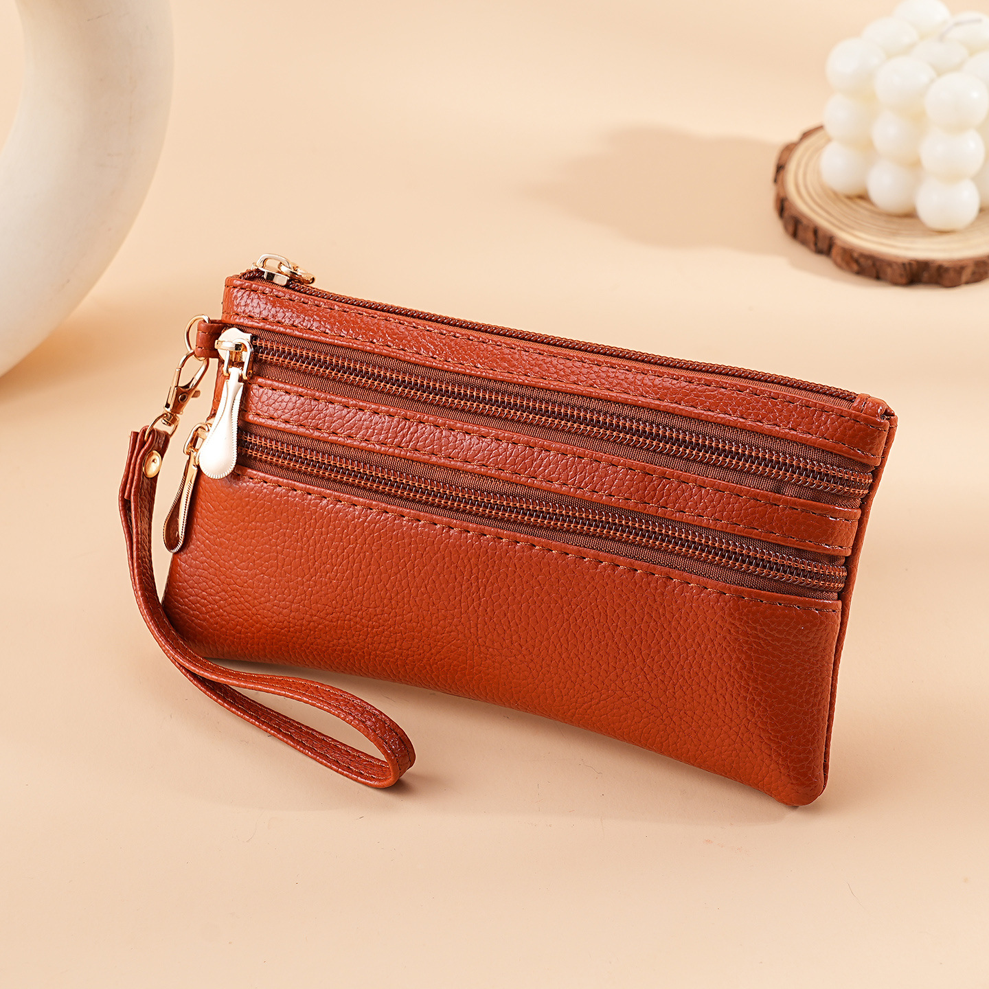 Bolso de cambio al por mayor de mujeres corta textura de cuero pequeña cartera multifuncional bolso de tarjeta de licencia de conducir bolso de llaves de cuero suave bolsa de cremallera