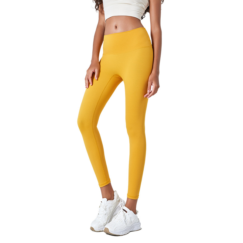 Europa y América transfronteriza nuevos pantalones de yoga nude cintura alta Levantamiento de cadera sin vergüenza línea apretada correr fitness Pantalones deportivos