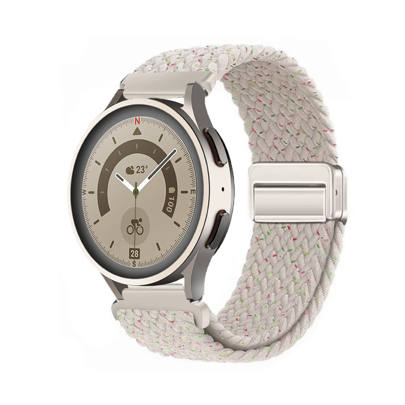 Adecuado para correa de reloj Huawei GT5 con hebilla de succión magnética, correa de reloj deportivo Samsung watch7 elástica y transpirable tejida de nailon