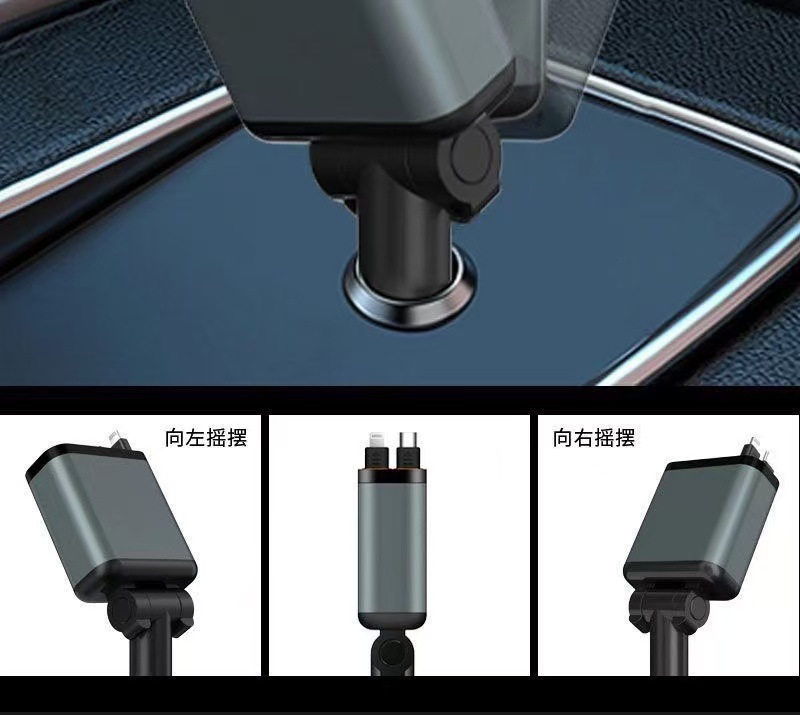 120W Super Fast Charging Car Charger High Power Five-In-One Comes with Retractable Cable Universal for Android and Apple Phones