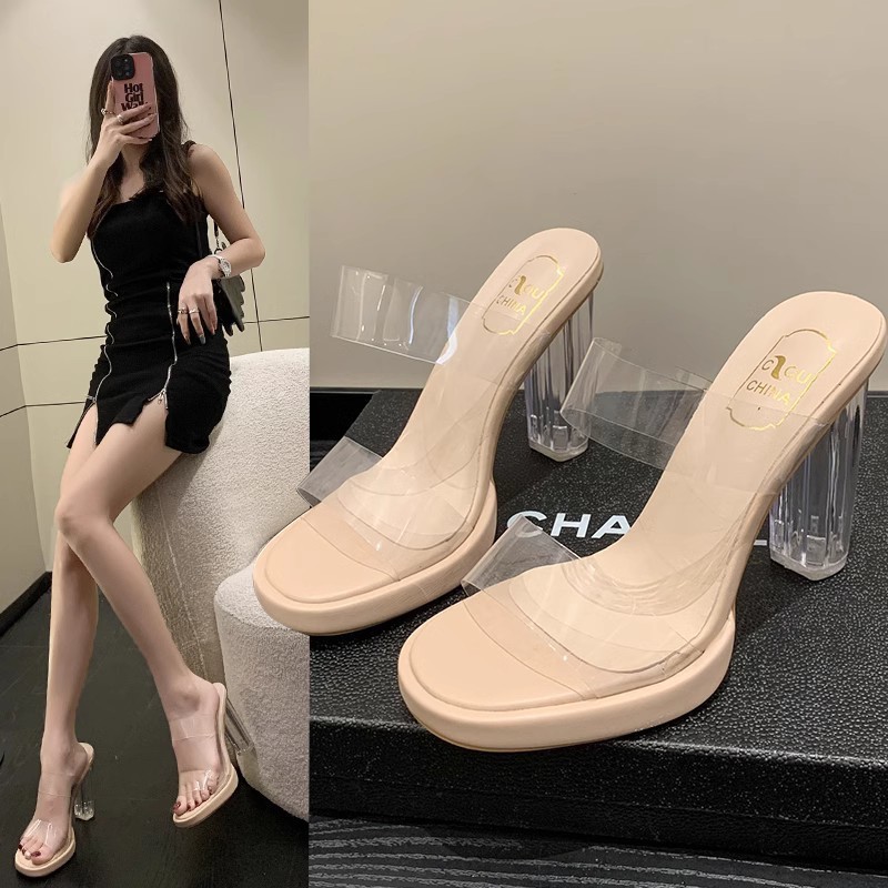 Transparente High-heel-pantoletten Aus Kristall Für Damen Elegant_voghion.com