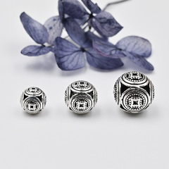 S925銀鏤空復古圓球隔珠串珠配件 手工DIY飾品配件文玩散珠批發