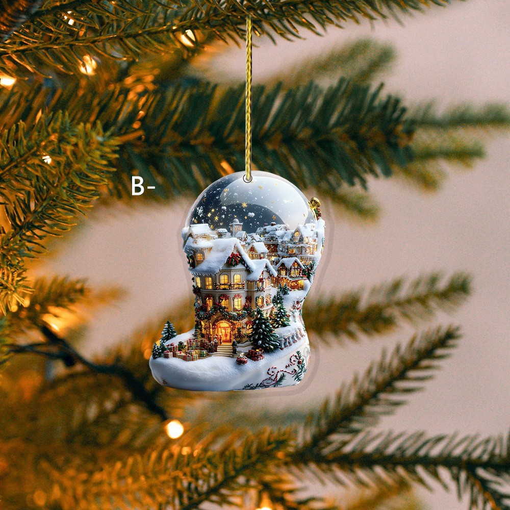 Navidad de venta transfronteriza diseño de colgante acrílico 2D decoración del espejo retrovisor del automóvil colgante decoración del árbol de Navidad image 13