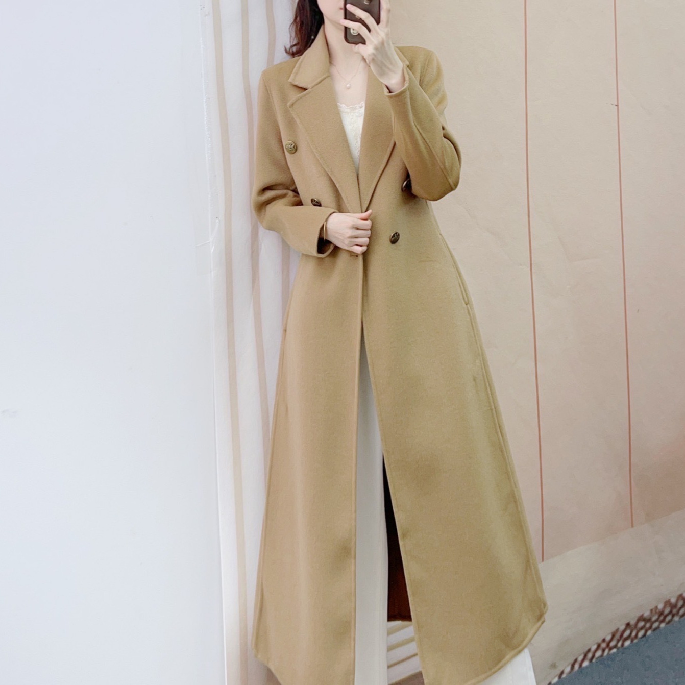 가을과 겨울 브랜드 카운터, 중국 스타일 패션 옷깃 긴 100% 양면 양복 코트 915 철수