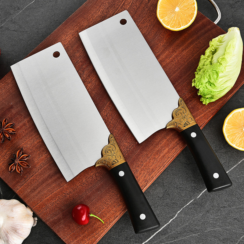 Fábrica de acero inoxidable dibujado cuchillo de cocina cuchillo de corte cortador de carne rayas cuchillo de corte de cocina cuchillo de red