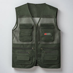 Summer Multi-Pocket Vest for Men, Breathable Mesh Vest, Thin Middle-Aged and Elderly Fishing Vest, Dad Vest for Men