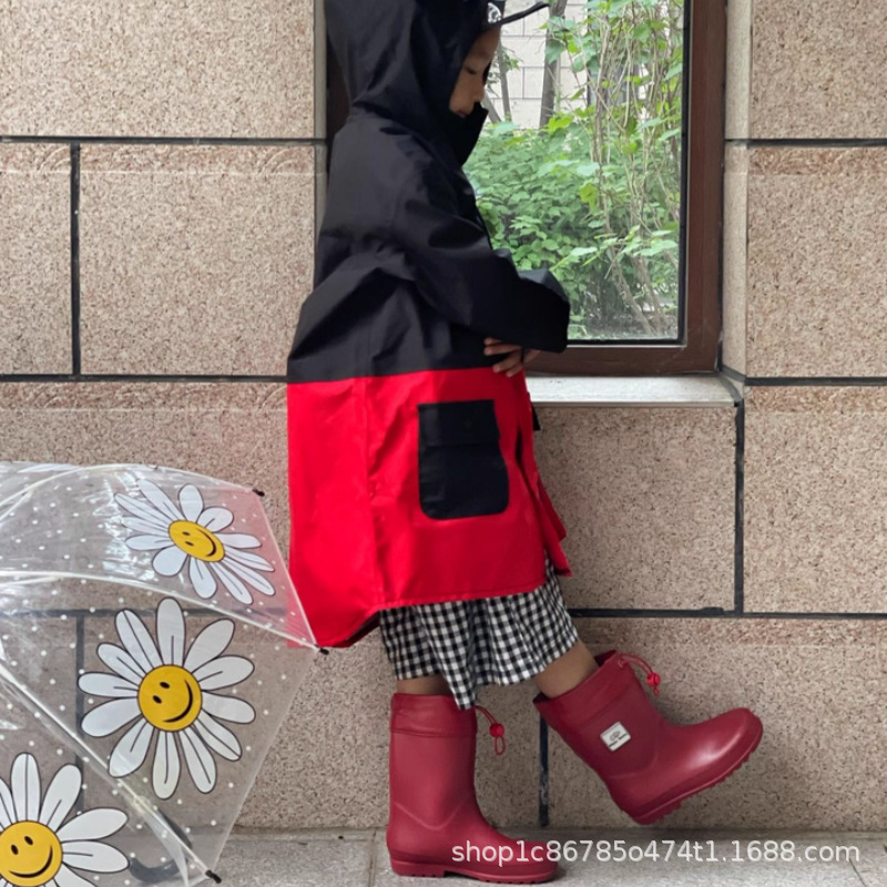 Japanese Adult Women's Rain Boots, Kidsren's Boys and Girls, Baby Rain Boots, Primary School Students and Toddlers, Red Water Shoes, Medium and Large Kidsren's Non-Slip