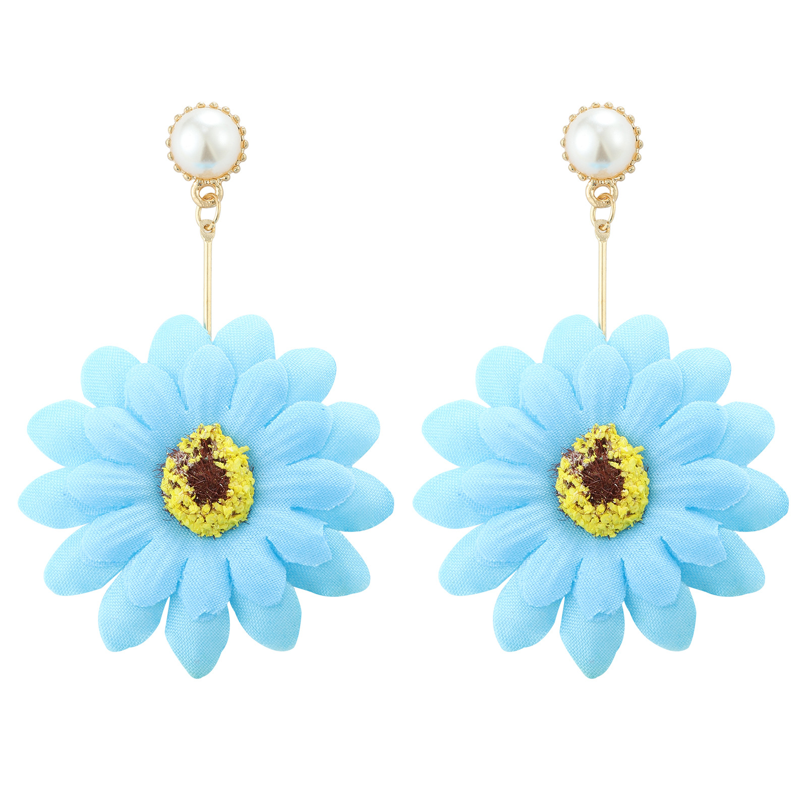 Retro Net Gauze Fabric Flower Inlaid Pearl Earrings display picture 2