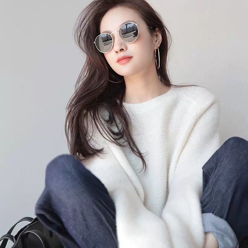 Элегантный вязаный свитер UMOOIE из итальянской пряжи с цветочным узором, четырехцветный