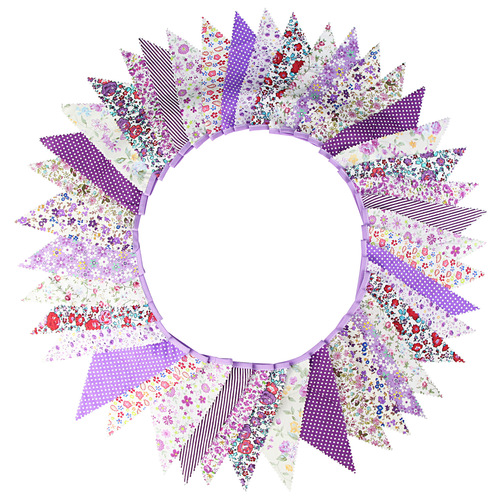 12-meter 42-piece colorful floral wave single-layer cotton fabric triangular flag birthday flag photo background Western wedding flag