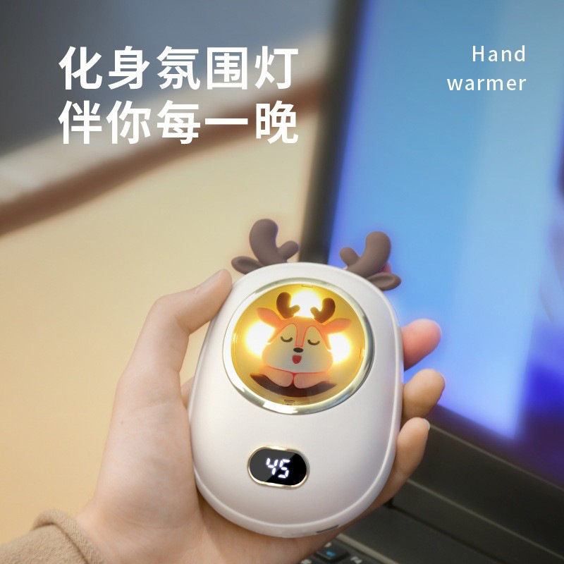 2024 celebridades de Internet caliente caliente calentador de manos carga usb dos en uno lindo mascota luz nocturna mini calentador de manos portátil regalo