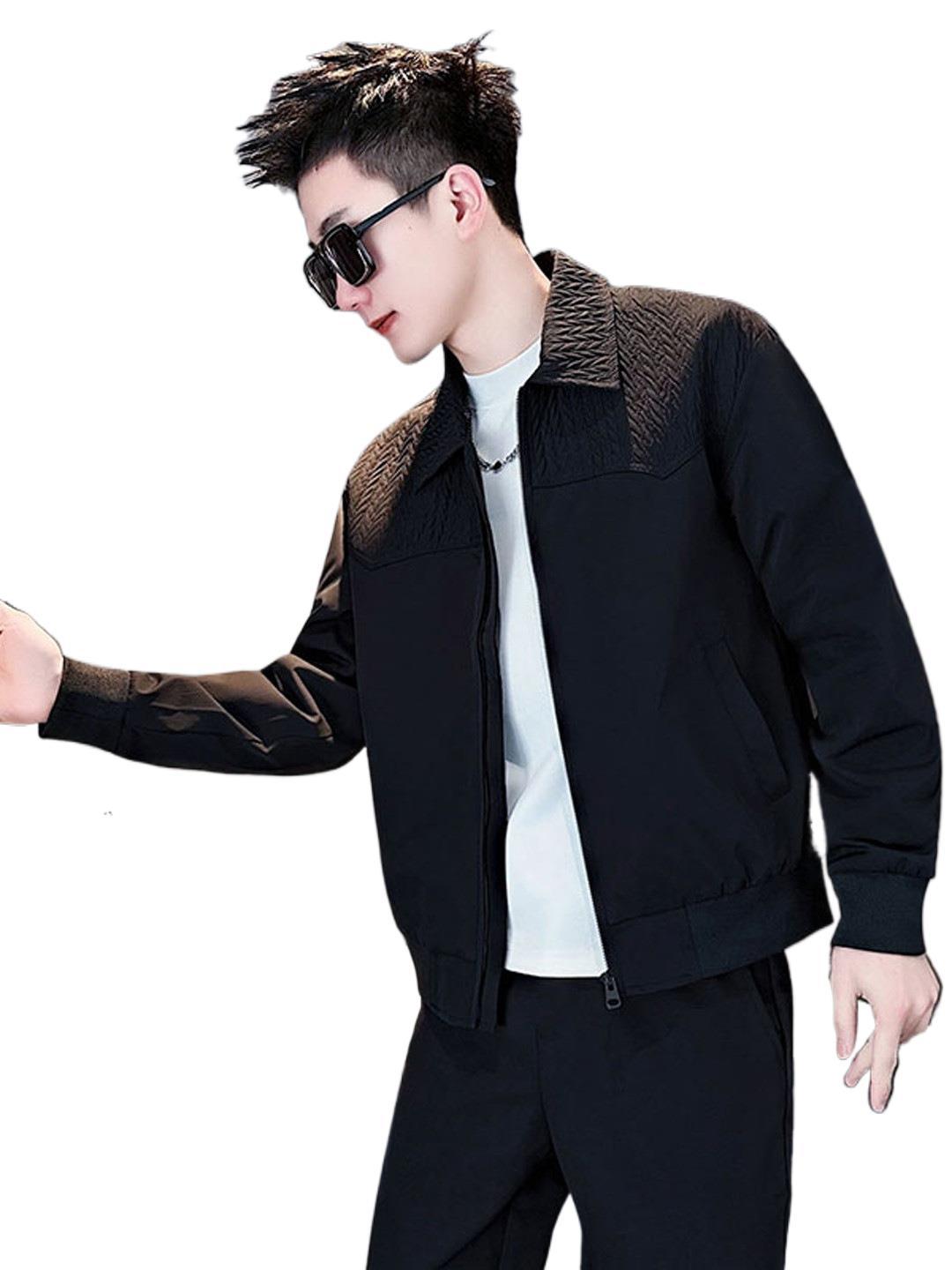 Men's lapel jacket 2326, spring and autumn trendy casual men's top, stylish new black coat.