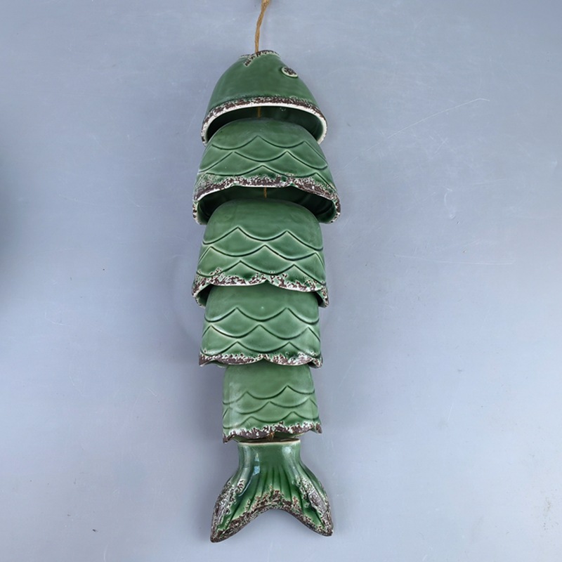 Zakka cerámica campana de viento de peces estilo japonés ventanas de casa colgante cara solar pareja regalo artesanía adornos colgantes