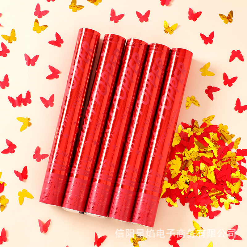 Cañón de Confeti Manual con Plumas y Pétalos de 40cm de Papel para Bodas image 12