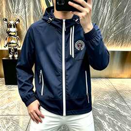 春秋季新款连帽欧版拉链开衫夹克外套男士青年薄款冲锋衣休闲男装