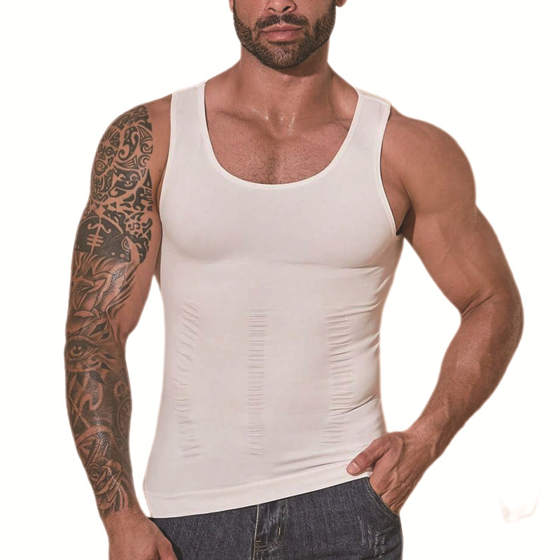 [High Elastic Nylon, Antistatic] Cross-border Seamless Men's Body Shaping Clothes Abdominal Fitness Base I-shaped Vest