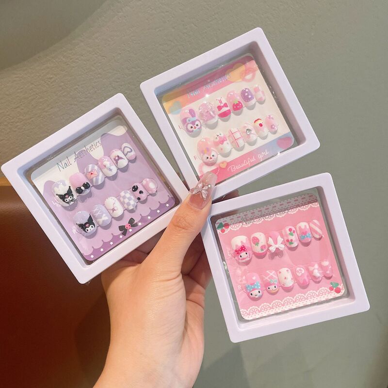 Children's Cartoon Nail Stickers for Little Girls and Babies, Wearable Nail Stickers, Jelly Glue, Removable Nail Stickers