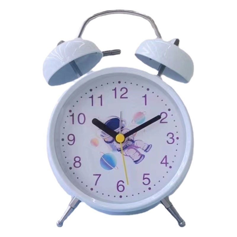 La decoración directa de la cabecera del reloj de alarma del astronauta simple claro de la fábrica 4-inch puede ser hora fija con el despertador ligero de la noche del estudiante