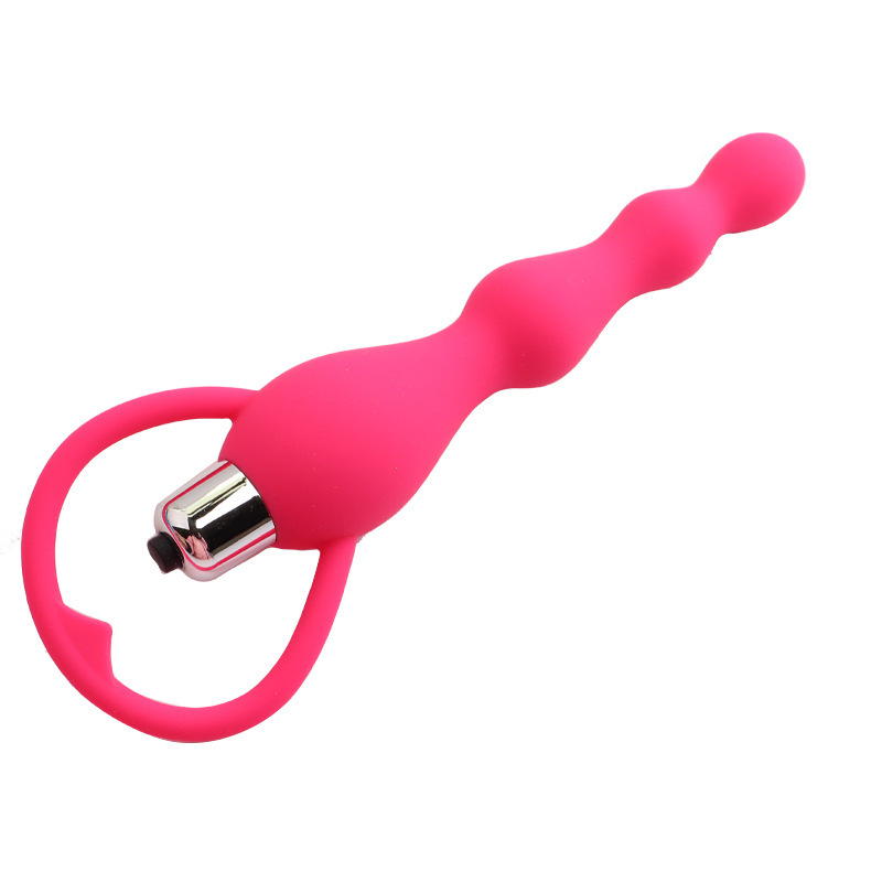 Vibrating Silicone Anal Beads Plug, Black Multi-Function Adult Toy — detail image 10