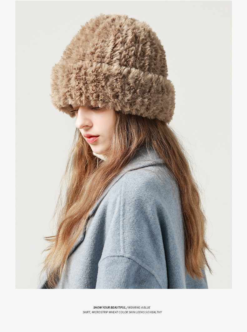 Grand bandeau chaud en peluche pour enfants, protection des oreilles d'hiver, ample, empilé, polyvalent, tricoté, visage montrant un petit chapeau en laine, nouvelle collection automne et hiver_voghion.com