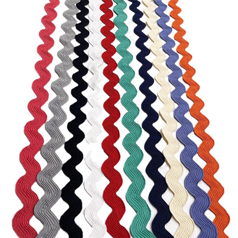 Color 1.3cm poliéster onda encaje en forma de S borde cursivo marinero cinturón ropa cortina sombrero zapatos accesorios borde decorativo