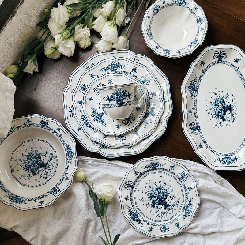 French Retro Romantic Garden Series Ceramic Tableware Ceramic Plates Coffee Cups and Saucers Ceramic Bowls Dessert Plates Dinner Plates