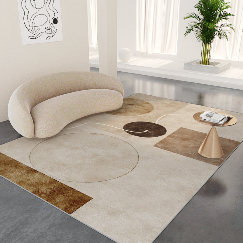 Alfombra de sala de estar Alfombra de piso simple de estilo crema Alfombra de borde de cama desechable para dormitorio, sofá doméstico de alta gama, mesa de centro, manta antideslizante