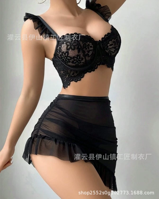 跨境货源外贸情趣内衣爆款显瘦女式吊带包臀短裙透视性感情趣套装