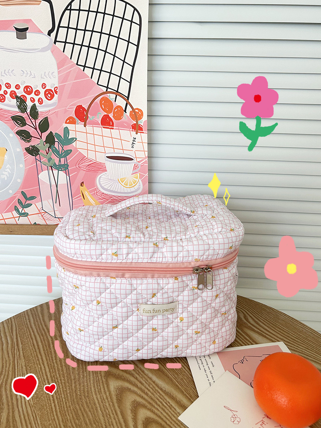 Coreano ins estilo floral bolsa de cosméticos lindo nicho de gran capacidad de almacenamiento de artículos de tocador bolsa de viaje Portátil Bolsa de cosméticos