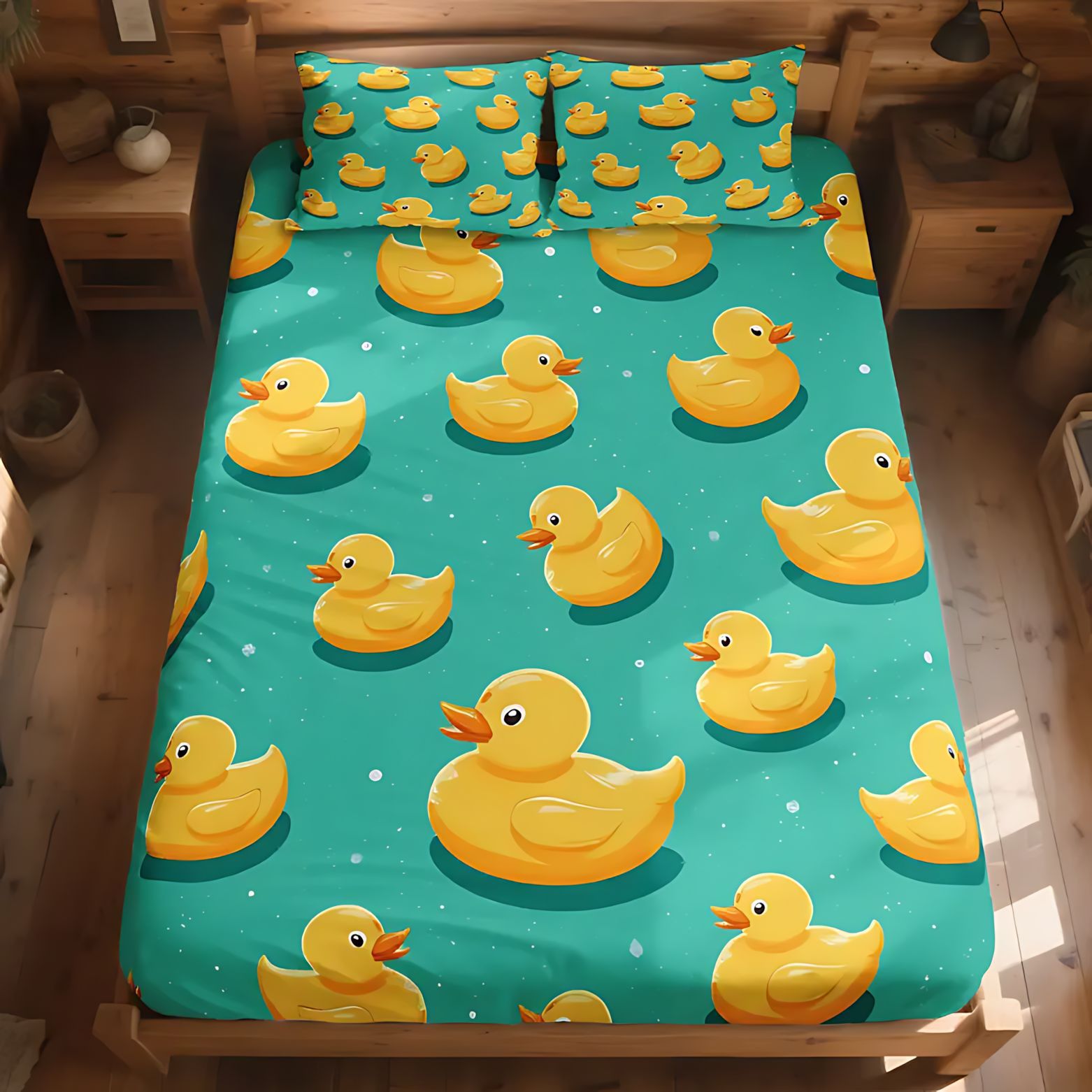 TEMU / JIT transfronterizo lindo pato amarillo temático impresión digital 3D cama de cama de cama cama de cama