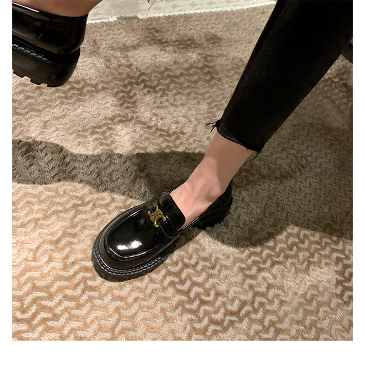 葡萄妈Studiolee英伦风小皮鞋女小金扣圆头一