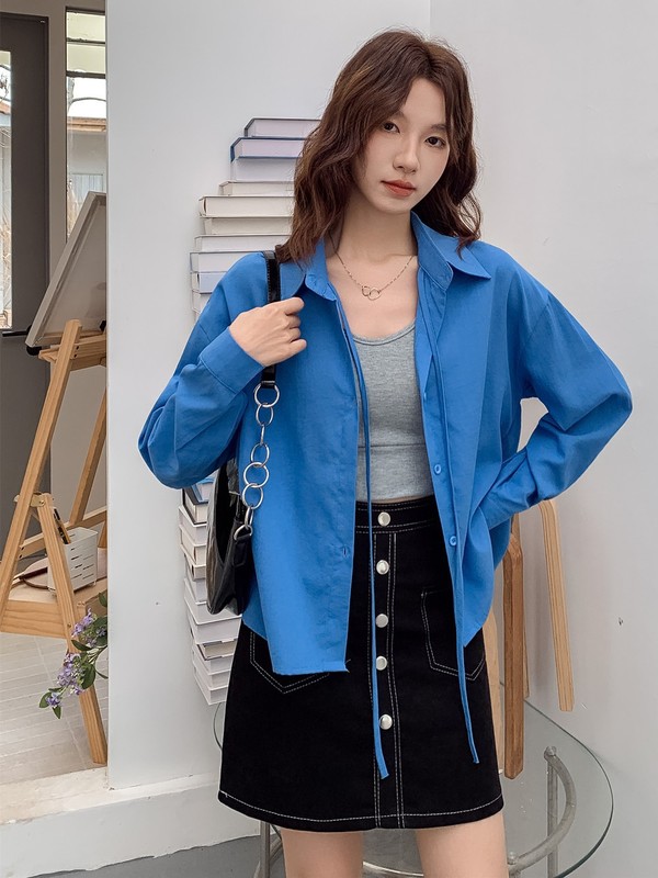 小个子极简纯色衬衫女秋季新款宽松百搭优雅通勤必备衬衫上衣女|undefined