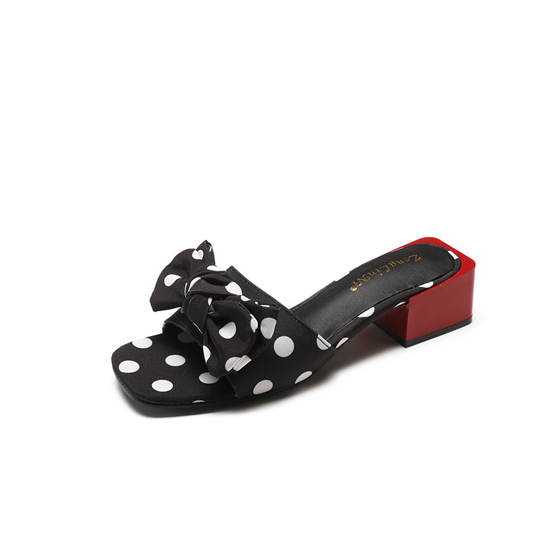 thick heel polka dot bow women NSZSC61148