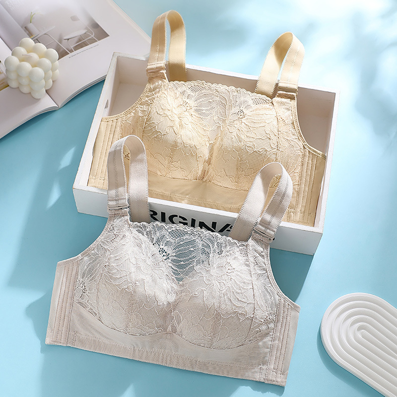 Honeycomb Cup Wire-Free Tube Top Bra for Women with Big Breasts, Full Cup Lace Sexy Bra, Breast-Retracting Bra