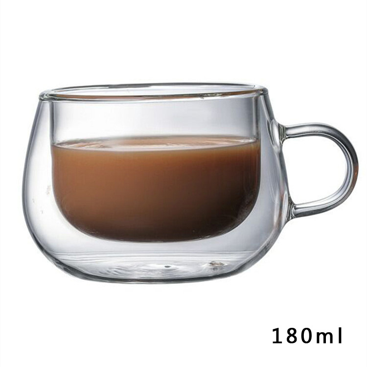 Hogar de doble capa de vidrio ins estilo simple borosilicato transparente creativo taza de agua con mango taza de café taza de leche