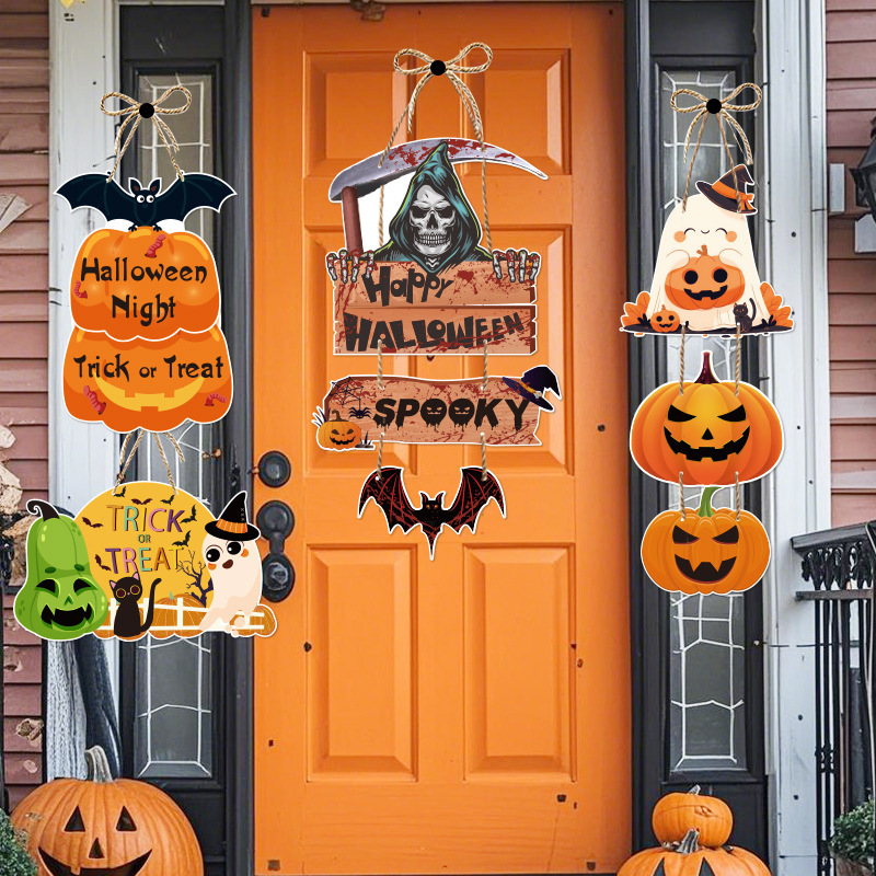 ハロウィンドア吊り下げハロウィンパーティー装飾カボチャコウモリドア吊り下げゴーストフェスティバル装飾雰囲気装飾小道具|undefined