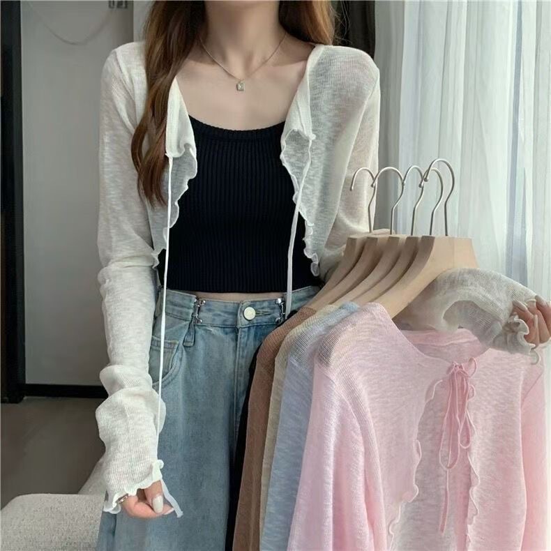 French-Style Stylish Shawl, Summer Sun-Protective Cardigan, Outerwear for Women, Short Style Paired with a Slip Dress, Air-Conditioning Jacket, Thin Coat