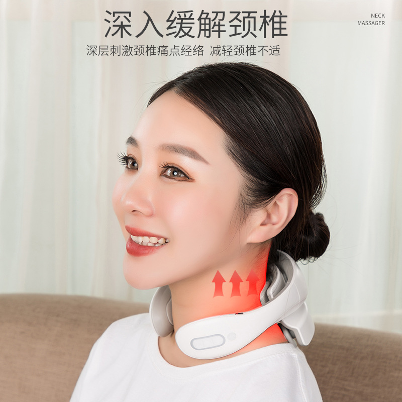 Masajeador cervical Compresa caliente de amasado multifuncional para el hogar Masajeador usb cervical Fisioterapia de pulso inteligente Protector para el cuello
