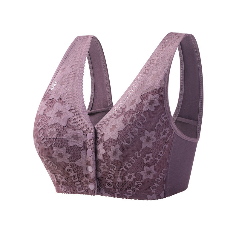 New Front Buckle Middle-aged and Elderly Underwear Women's Lace No Steel Ring Wide Shoulder Strap Vest Large Size Bra New Front Buckle Middle-aged and Elderly Underwear Women's Lace No Steel Ring Wide Shoulder Strap Vest Large Size Bra