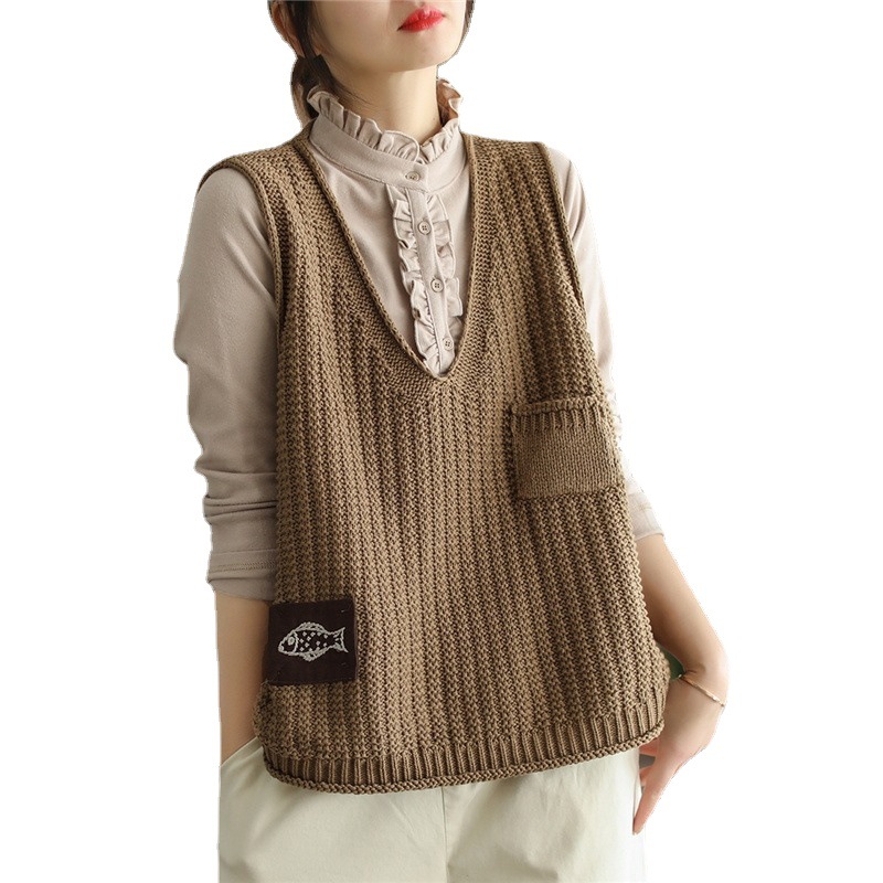 Chaleco de las mujeres de punto Chaleco de las mujeres ropa de primavera 2024 nuevo popular estilo Chanel suéter estilo occidental Chaleco corto image 7