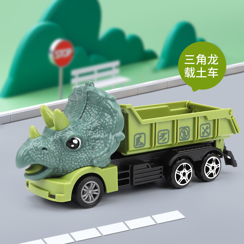 Dinosaurio de dibujos animados Ingeniería juguete para niños coche traje niño rompecabezas Tyrannosaurus excavadora coche grúa resistente a la caída