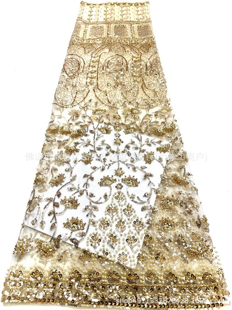 2026 nuevo diseño de fabricantes pesados cuentas bordadas tela de vestido de noche de lujo de alta calidad al por mayor