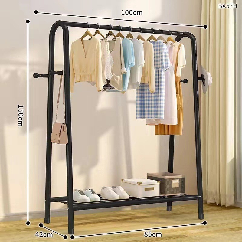 100CM 두께의 검정색 막대 단일 보관 + 옷걸이
