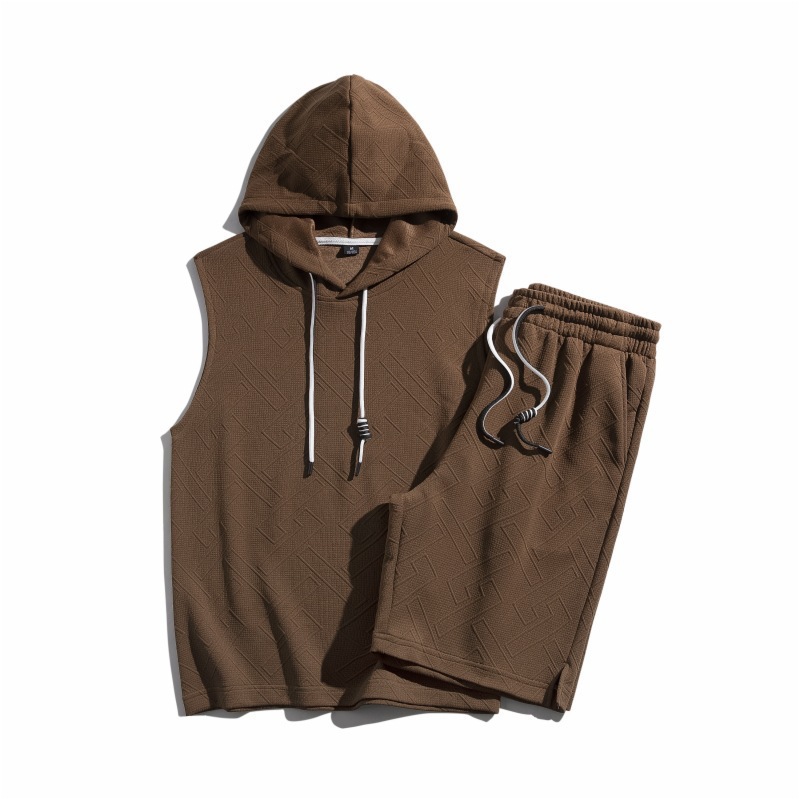 Moda de verano traje casual hombre deportivo chaleco sin mangas chaleco casual de pantalones de dos piezas